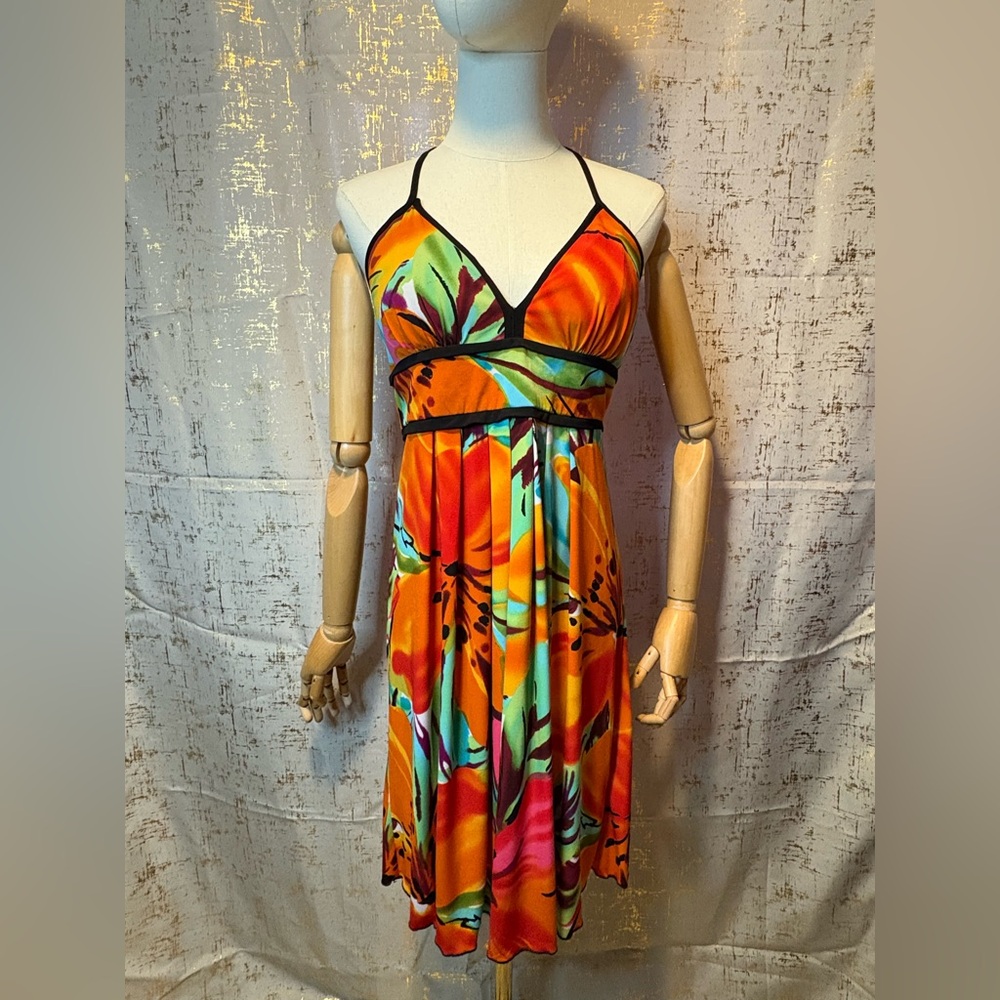 BCX Colorful Halter Maxi Dress